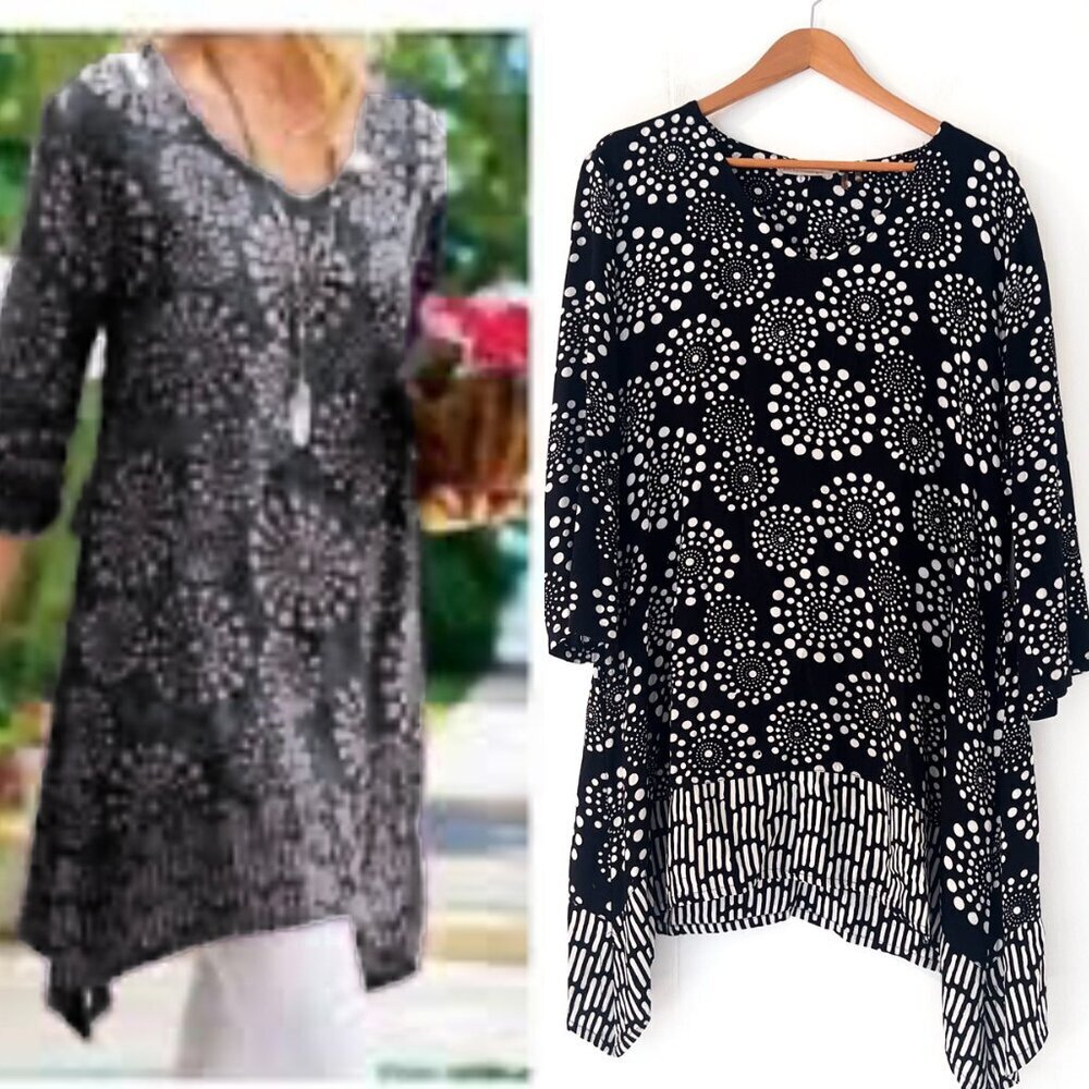 Soft Surroundings S/M Batik Tunic Top Lagenlook